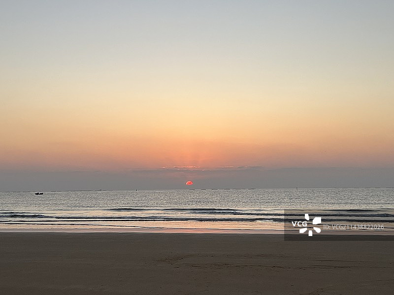 海，波浪，黄昏，天空，沙滩，气氛，暖色，夕阳图片素材