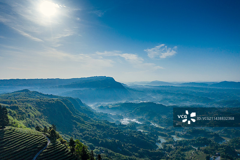 航拍茶山风光图片素材