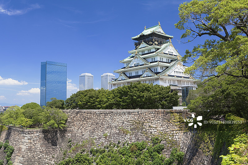 大阪城与大阪商业园区，大阪图片素材