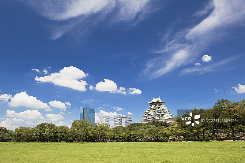 大阪城与大阪商业园区，大阪图片素材