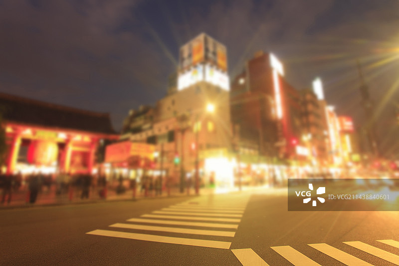 东京台东区雷门亮灯人行横道图片素材
