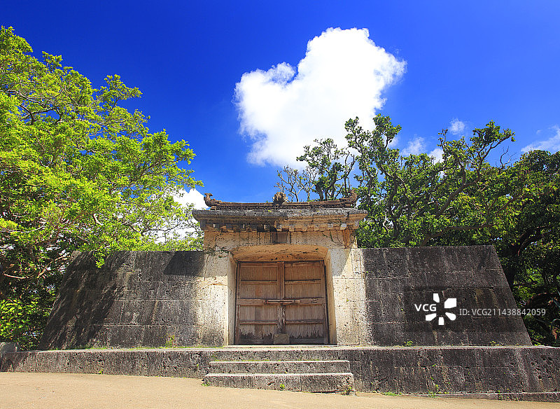 冲绳县那霸市的识名园石门图片素材