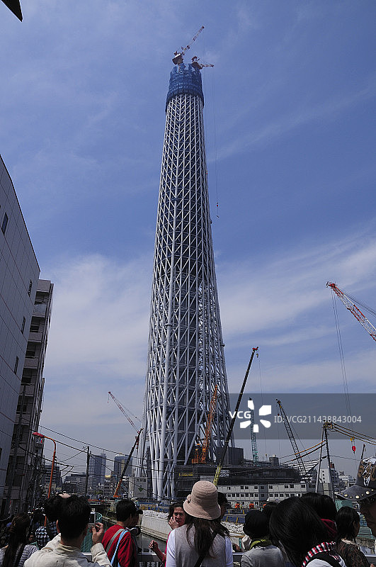 从东京墨田区押上眺望东京晴空塔图片素材