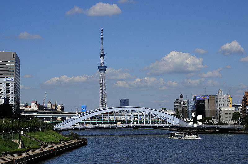 东京晴空塔与永代桥（东京都中央区）图片素材