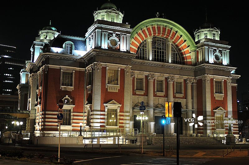 日本大阪市中央公会堂夜景图片素材