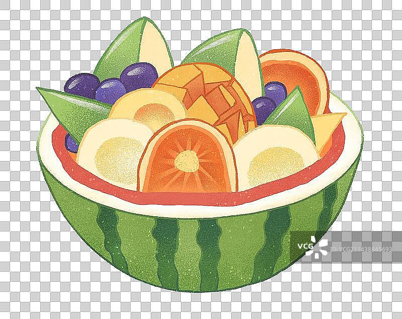 节日节气围炉冰茶西瓜水果果盘图片素材