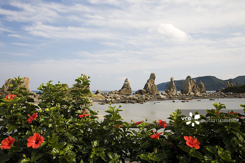和歌山县串本町桥杭岩岩石地貌图片素材