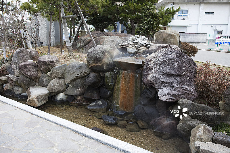 和仓温泉煮鸡蛋，泉源，七尾市，石川县图片素材