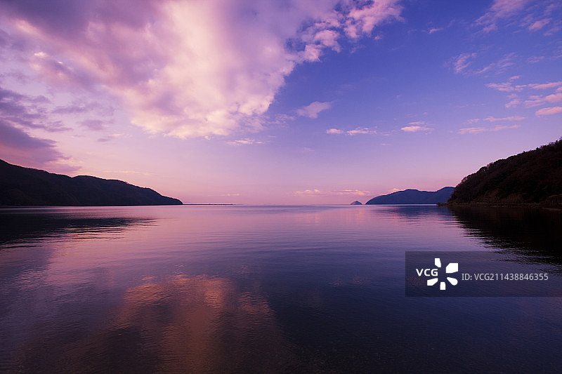 滋贺县长滨市木之本琵琶湖的黎明图片素材