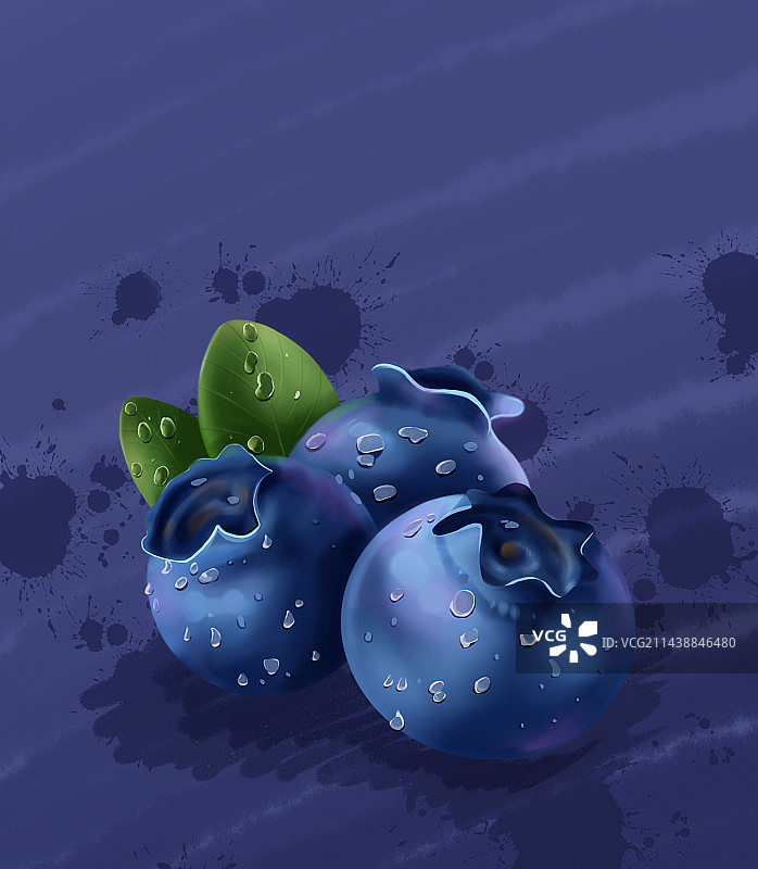 手绘清新蓝莓插画图片素材