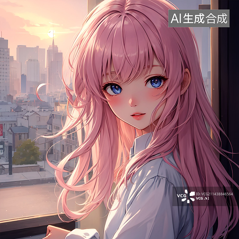 【AI数字艺术】青春期美少女二次元动漫形象唯美画面背景图片素材