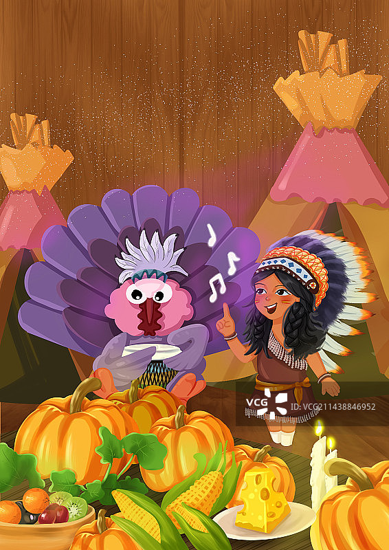 手绘感恩节插画图片素材