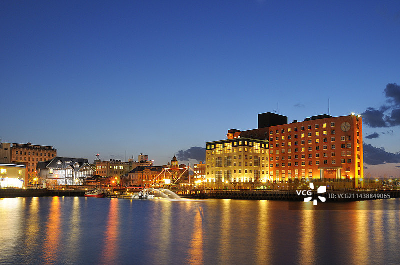 门司港怀旧夜景，位于福冈县北九州市图片素材