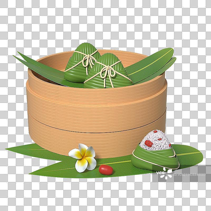 3D建模渲染国潮端午节粽子元素图片素材