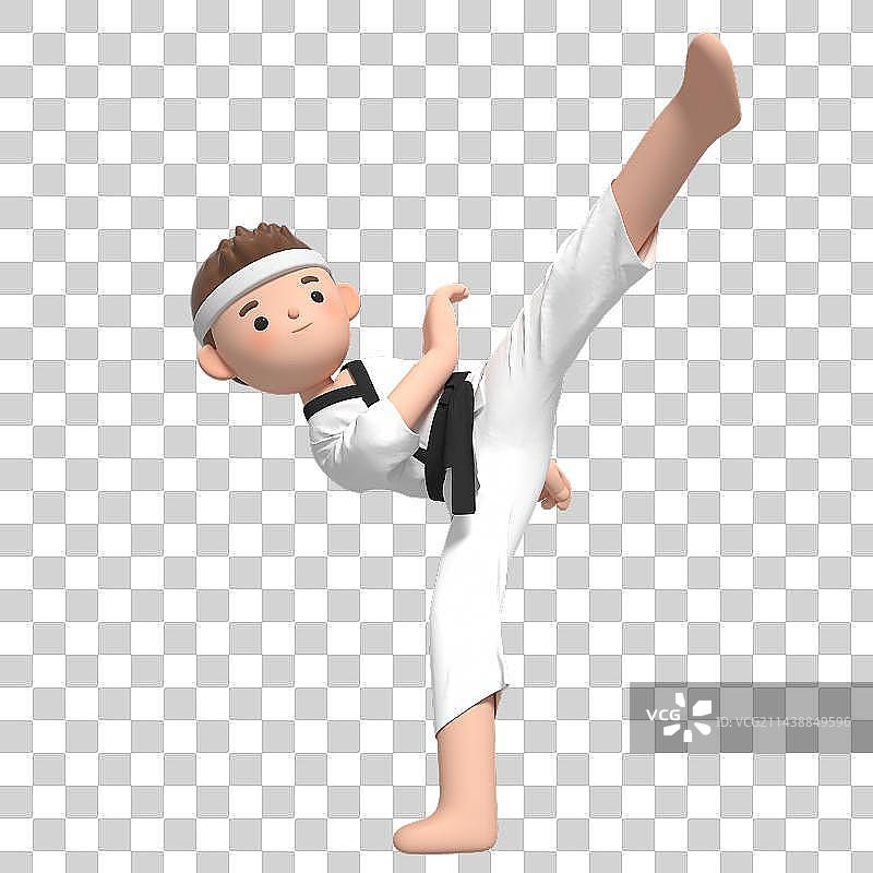 3D建模渲染卡通跆拳道人物图片素材