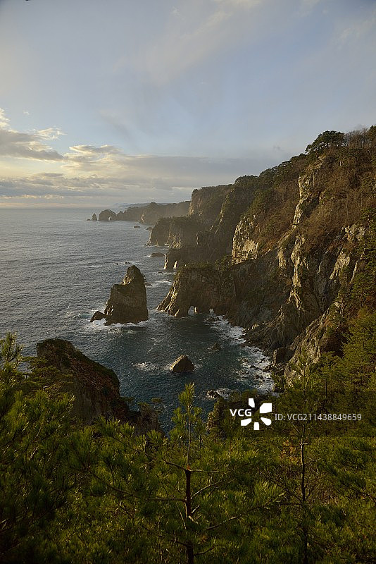 日本岩手县黎明海滩图片素材