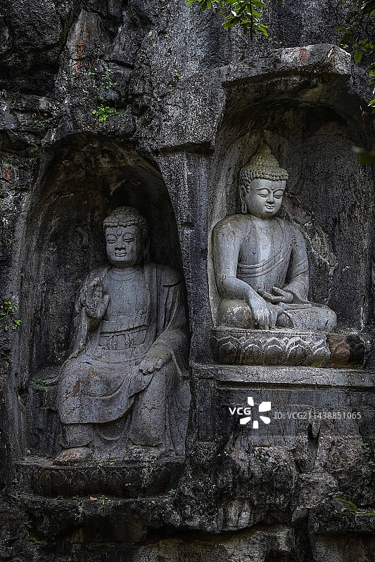 杭州飞来峰造像图片素材