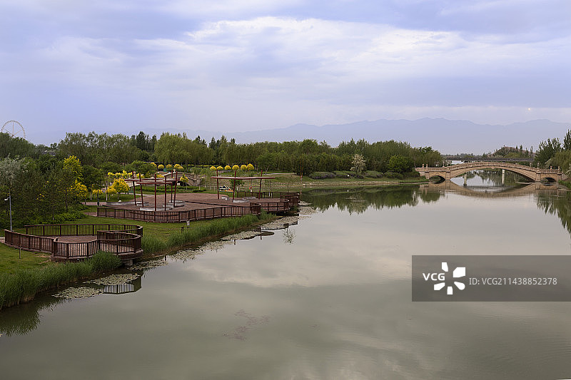 宁夏银川花博园夏日风景图片素材