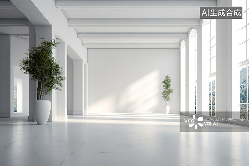 【AI数字艺术】空旷的室内空间图片素材