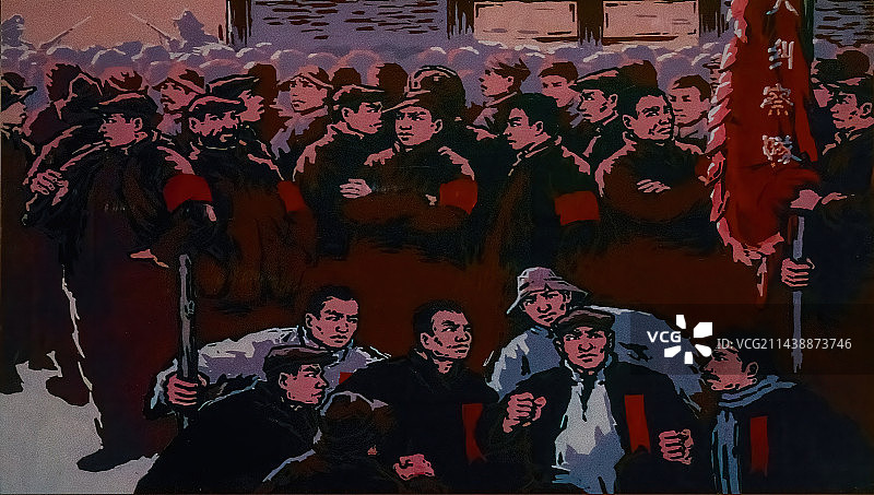 京汉铁路二七大罢工绘画，高斌宣布大罢工开始图片素材