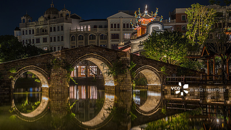 碉楼骑楼民国风格广东赤坎开平古镇风光夜景图片素材