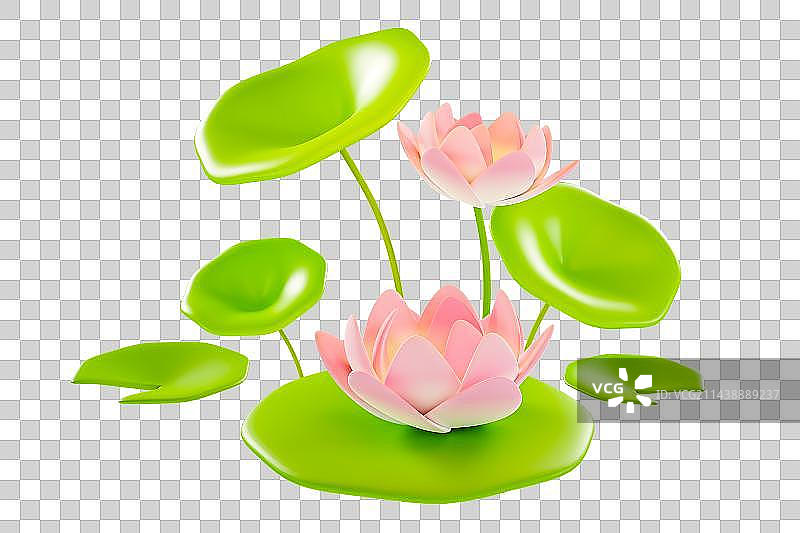 3D立体荷花元素图片素材