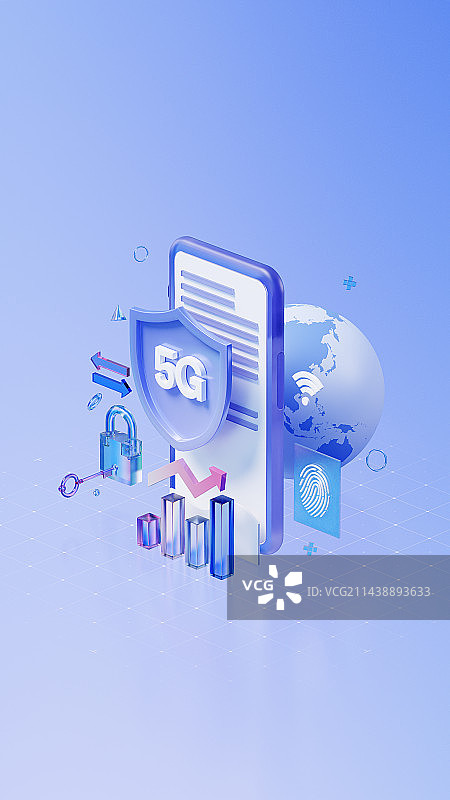 3D渲染5G移动网络主题插画图片素材