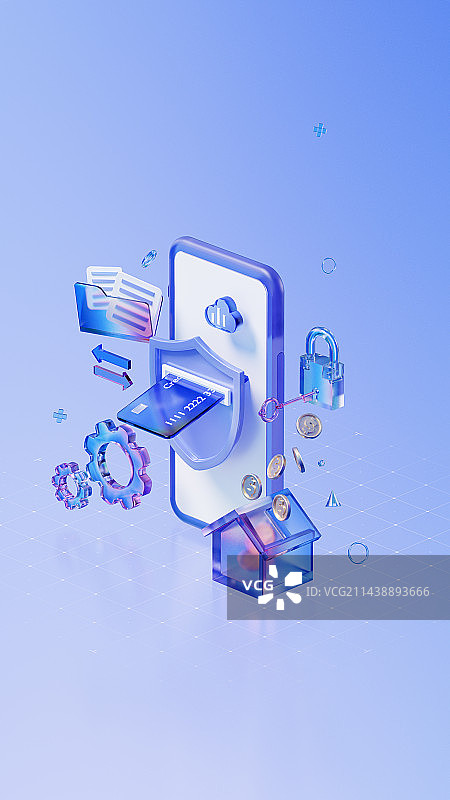 3D渲移动端智能保险理财主题插画图片素材