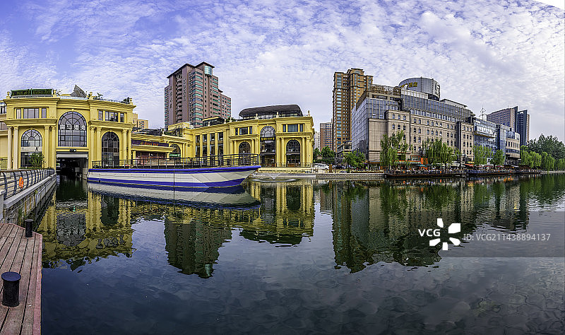 北京亮马河国际风情水岸风光图片素材