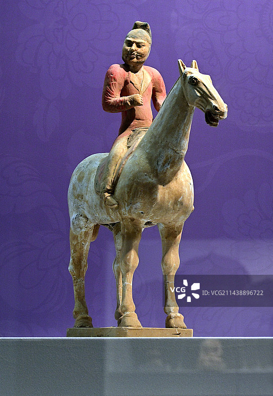 唐代文物 《彩绘骑马仪仗俑》 昭陵博物馆藏 陕西省咸阳市礼泉县韦贵妃墓出土图片素材