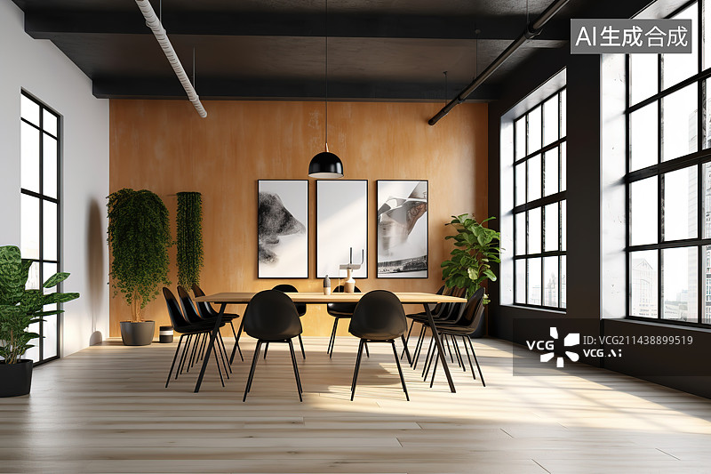 【AI数字艺术】装修现代的办公室图片素材