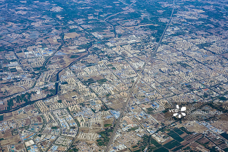 河北廊坊市区全景航拍图片素材