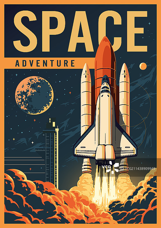太空探险复古风宣传单图片素材