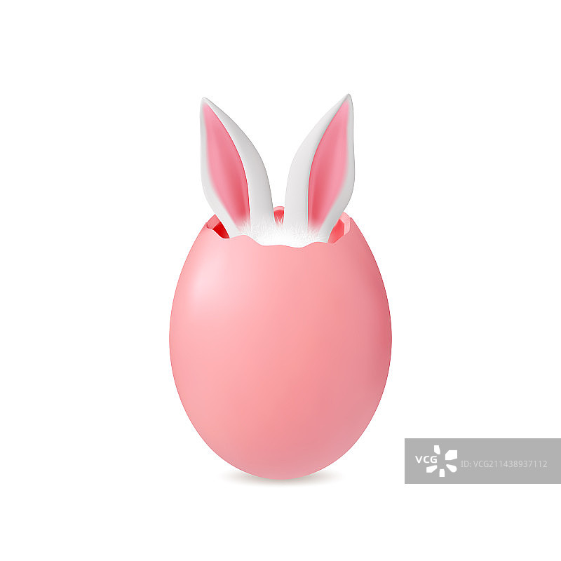 逼真3D带兔子耳朵的复活节彩蛋图片素材