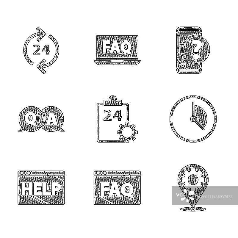 带24小时服务浏览器常见问题解答的清单图片素材