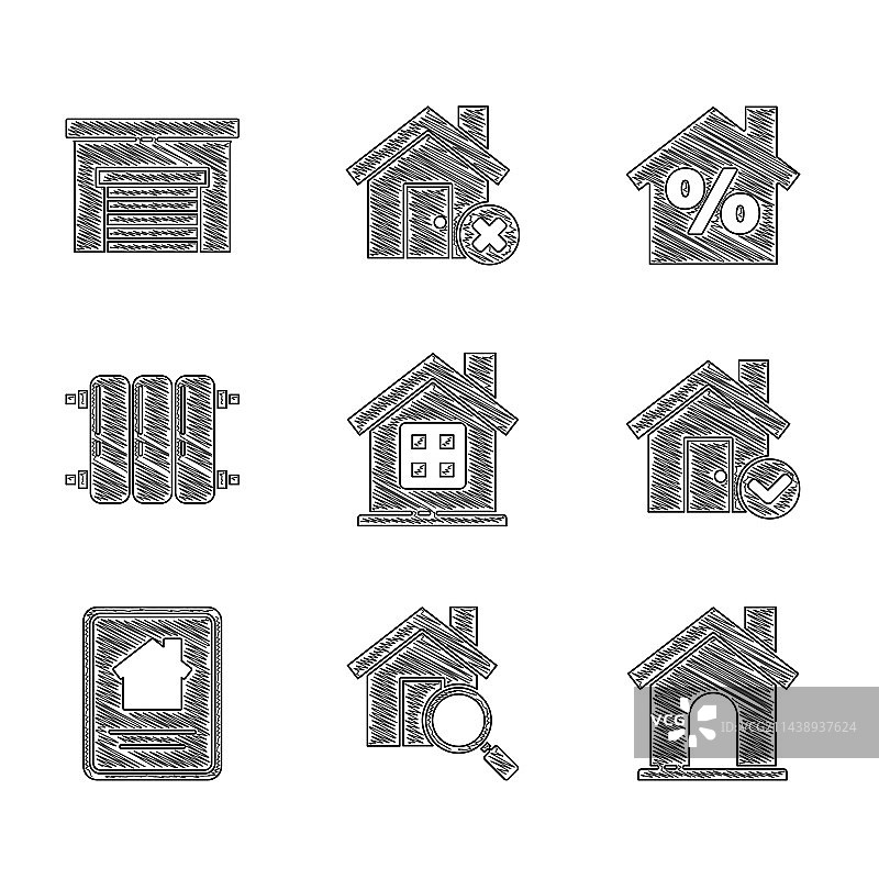 房屋搜索与在线复选标记图片素材