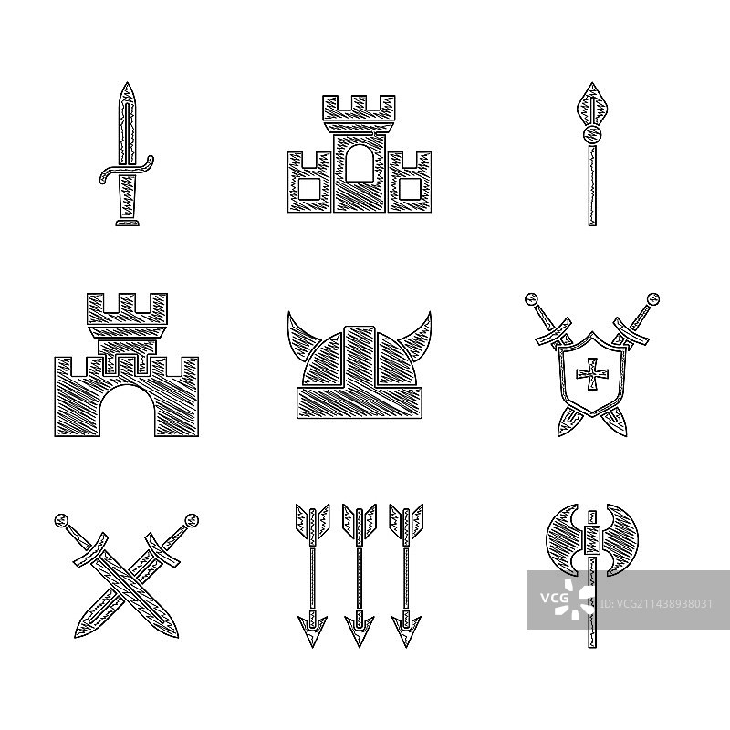 戴角盔维京人与交叉箭矢素材图片素材