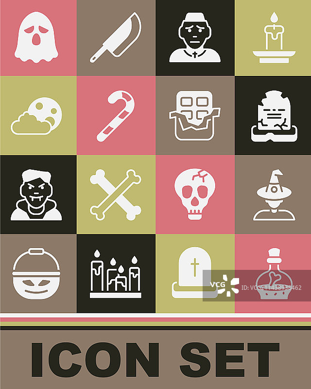 药剂瓶、巫婆、墓碑和RIP套装图片素材