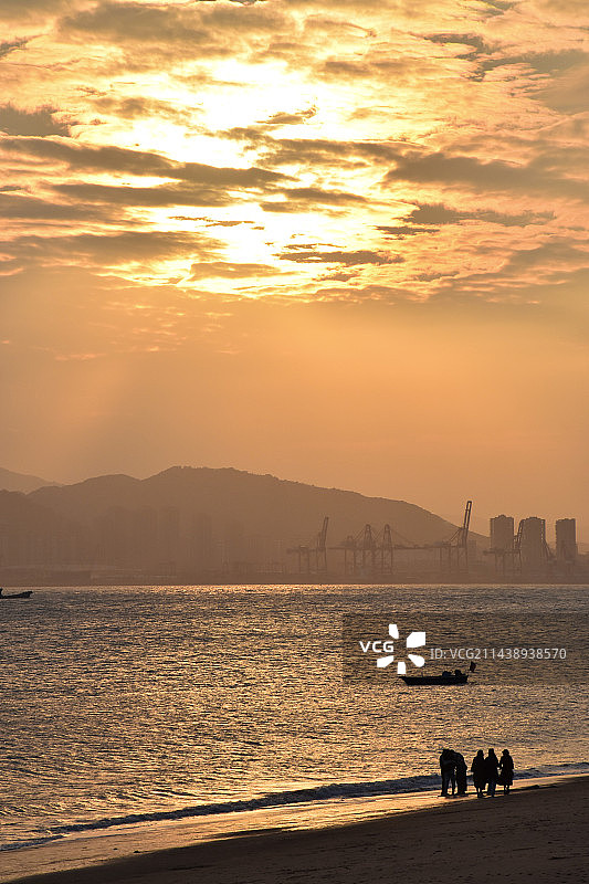 厦门环岛路日落时的海景图片素材