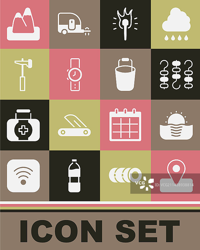 露营日出烤肉串场景图片素材