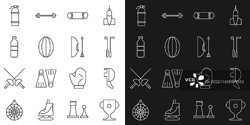 奖杯击剑头盔面具高尔夫球杆线条图片素材