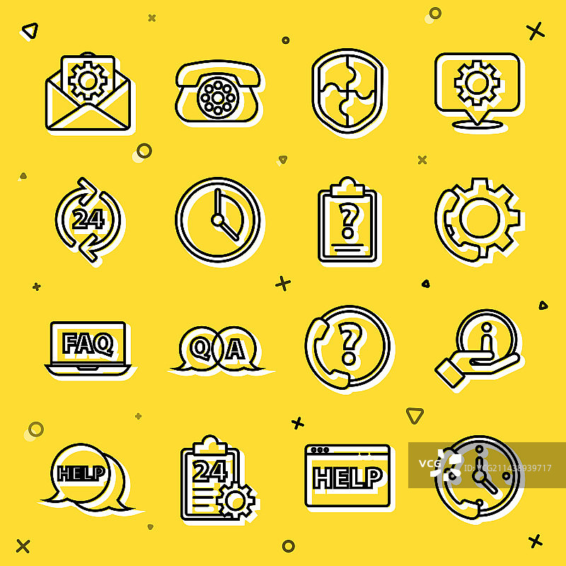 24小时客服支持信息电话线条图标图片素材