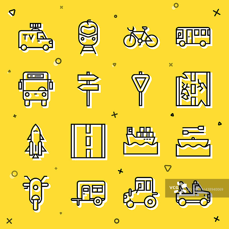 拖车、划艇与损坏的道路图片素材