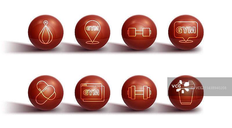 线条组合：拳击沙袋与运动营养品图片素材