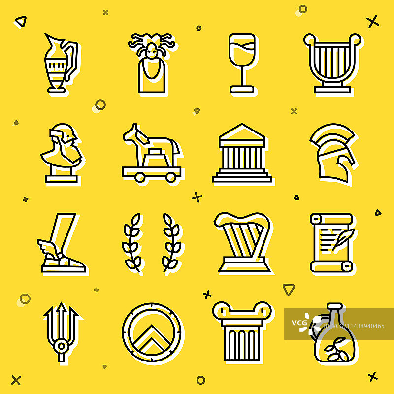 橄榄油瓶、法令卷轴套装图片素材