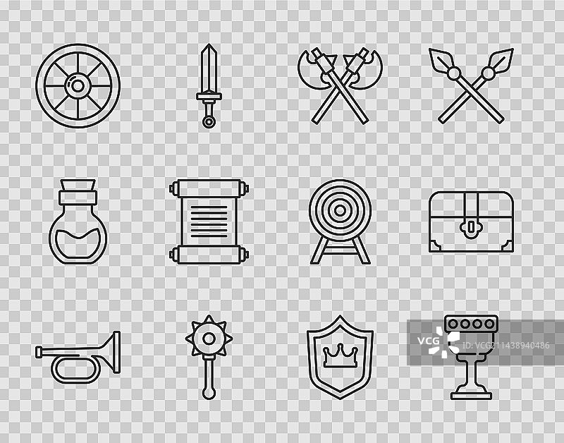 喇叭中世纪高脚杯线条组合图片素材