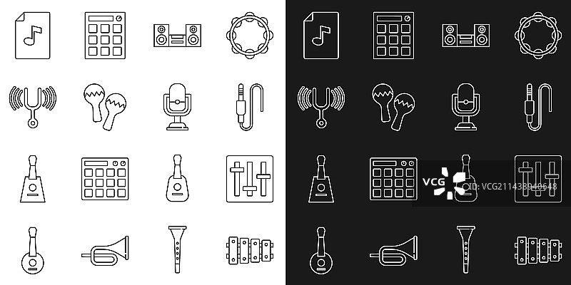 木琴混音器音频控制器系列线条图片素材