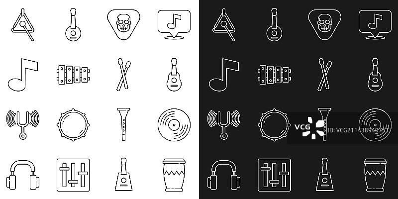 线性鼓、黑胶唱片、吉他拨片、木琴图片素材