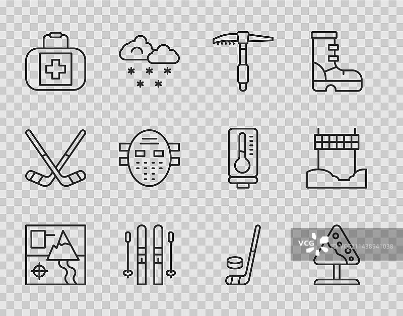 折叠地图路标雪崩冰斧线条图片素材