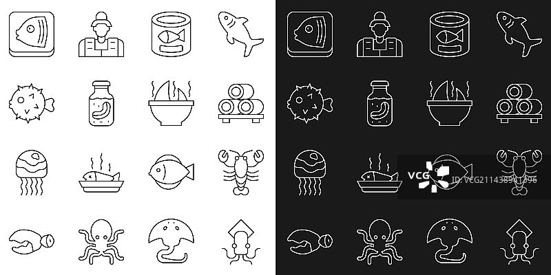 章鱼龙虾寿司砧板线条图片素材